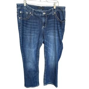 Lee Platinum Jeans Womens Petite 18W Blue Midrise Barely Bootcut Flap Pockets